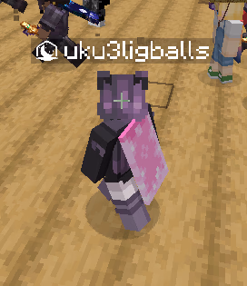 Screenshot of Minecraft gameplay, with every player's nametag having 'balls' appended